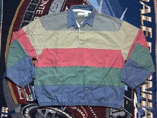 Vintage Norm Thompson Jacket Colorblock Lightweight Medium Rugby Golf 90s VTG - product listing photo
