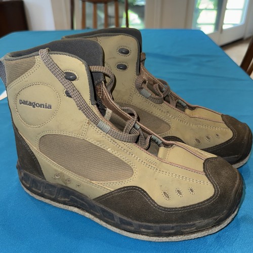 Patagonia Riverwalker Wading Boots Beige Rubber Bottom Fly Fishing Men's Size 10