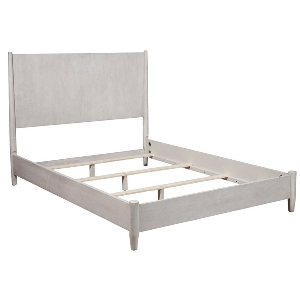 Alpine Furniture Flynn Mid Century Modern Wood California King Panel Bed in Gray