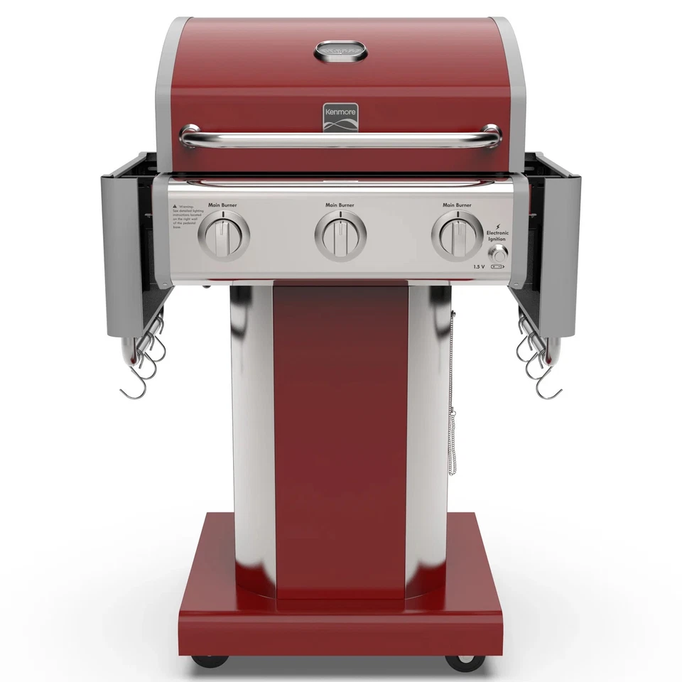 Kenmore 3-Burner Barbecue Gas Grill Outdoor BBQ LP Grill Foldable Side Tables Re - Изображение 3 из 4