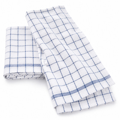 15 x 24 Kitchen Hand Dish Towels Soft 100% Ring Spun Cotton White & Light Blue