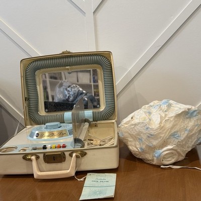 Sears Vintage Retro Portable Hair Dryer 8729 Nail Dryer Carrying Case Adjustable