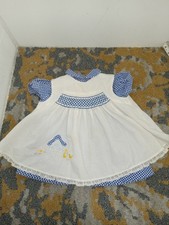 Vintage Toddler Blue Gingham Button Up Dress With Pinafore Unbranded SEE Discrip
