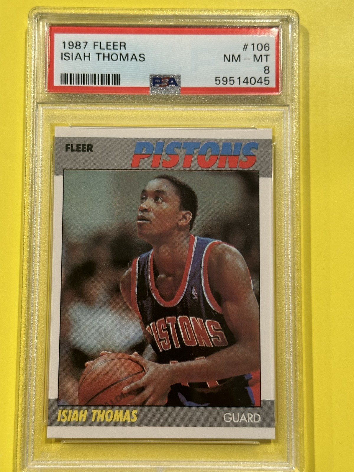 1987 FLEER DETROIT PISTONS BASKETBALL #106 ISIAH THOMAS PSA 8