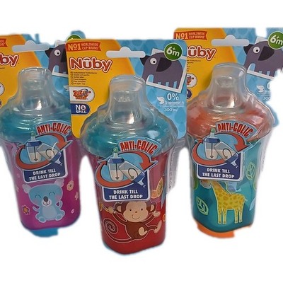 Nuby 360 Anti Koliken 300ml weiche Ausgießer Sipper Tasse Alter 6m+ Jungen/Mädchen BPA frei Neu