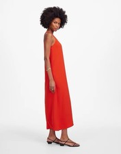 Madewell Dress Medium Sleeveless Scoop Neck Midi Bright Orange Relaxed NWT