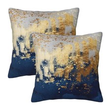 Navy Blue and Gold Pillow Covers 18 x 18 inch Set of 2 Decorative Cushion Covers
