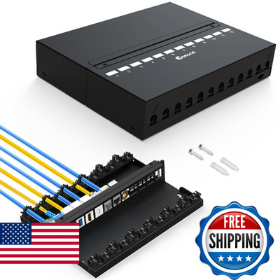 Enmane 12 Port Shielded Blank Keystone Patch Panel LC/SC/ST/FC/USB/HDMI Compatib