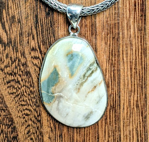 Vintage 925 Silver Larsonite Jasper Necklace Pendent