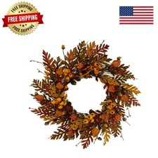 Versatile 20-Inch Autumn Wreath for Indoor  Outdoor Use - Perfect for Harvest