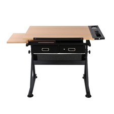 Artiss Drawing Desk Stool Set Drafting Table Adjustable Angle Tilt Drawers Black — image 4