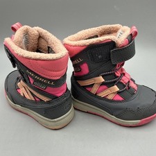 Merrell Girls Gray/Pink Winter Waterproof Snow Boots - Youth/Kids Size 5M