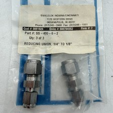 Swagelok SS-400-6-2, 1/4" X 1/8" Tube Reducing Union, 316SS, 2 Pack