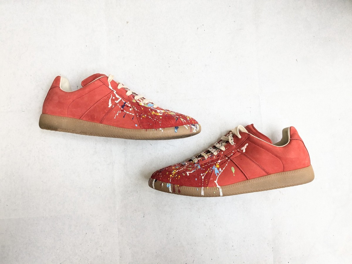 Maison Margiela GAT Sneakers Red Paint Splatter Men 13 46 Suede