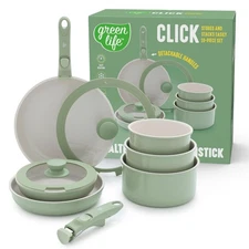 Sage Green 10 Piece Cookware Set Toxin Free Ceramic Nonstick Induction Ready