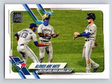 2021 Topps #539 Gloves Are Hats (Gurriel Jr. / Hernandez / Biggio) Blue Jays