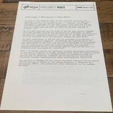 DFVLR Projekt MAUS Fifth Flight Of MAUS Payloads On Space Shuttle