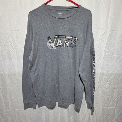 Vans Mens XL Long Sleeve Graphic T-Shirt Heather Gray Off The Wall Skate Tee