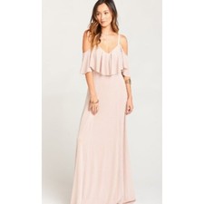 Show Me Your Mumu Renee Ruffle Maxi Dress Pink Blush Size XXS NEW