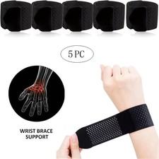 5PC Adjustable Sports Wrist Band Brace Wrap Support Strap Carpal Tunnel Bandage