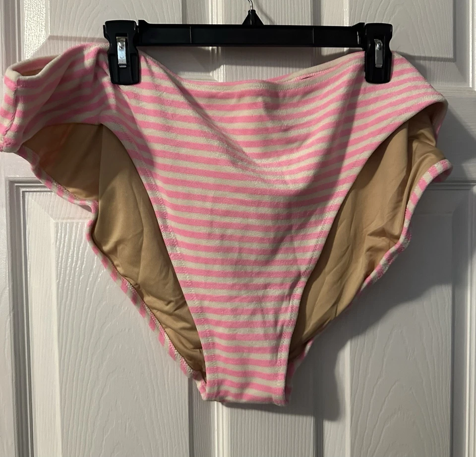 Женские 4 x бикини комплект махровая текстура розовый и белый полоски от старый темно-синий - Изображение 3 из 4