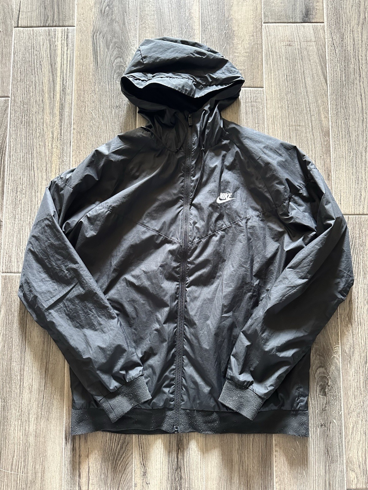 SACAI X NIKE Giacca a vento Nike uomo GRANDE nera con cappuccio zip intera logo swoosh 727324 010