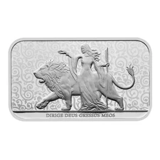 1 oz Una and the Lion .9999 Silver BU Bar Horizontal Design