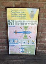 Vintage Original Royal Hong Kong Auxiliary Air Force Helicopter Safety Poster