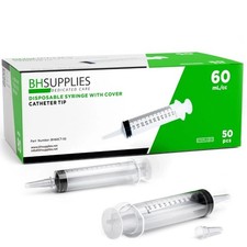 Bh Supplies 60Ml Syringe Catheter Tip Sterile With Caps - No Needle 