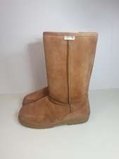 Bearpaw Womens Sheepskin Boots UK Size 8 Classic Tall Tan Brown Suede Shearling