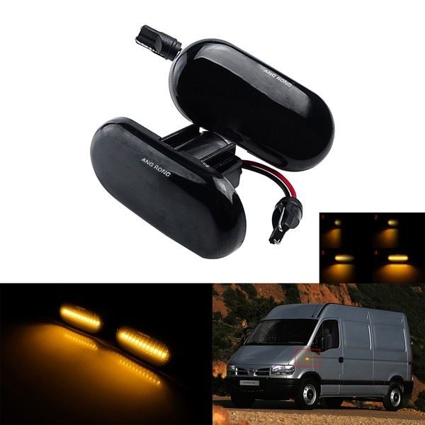 Dynamic LED Seitenblinker Wiederhollicht Schwarz Glas FüR Vauxhall Vivaro Movano-image