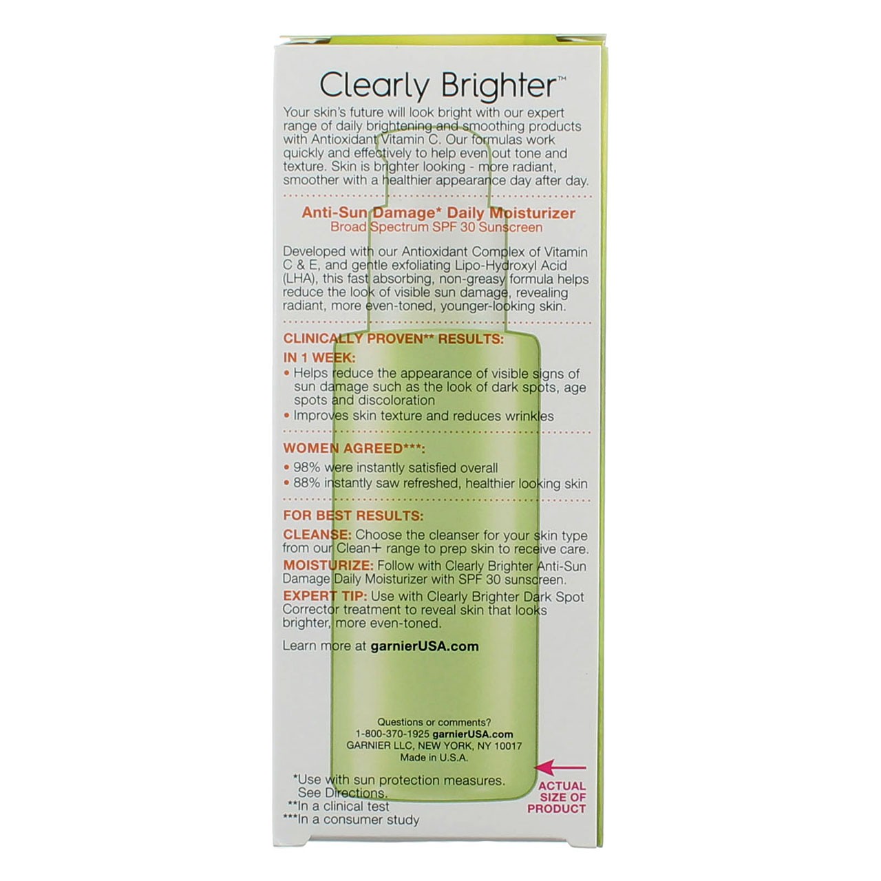 6 Pack Garnier SkinActive Clearly Brighter Daily Body Moisturizer, 2.5 fl oz