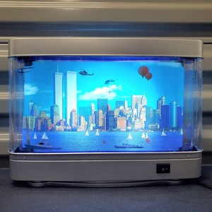VTG Y2K Twin Towers WTC NYC Skyline Motion Lamp Seabed Aquarium Light Boxed