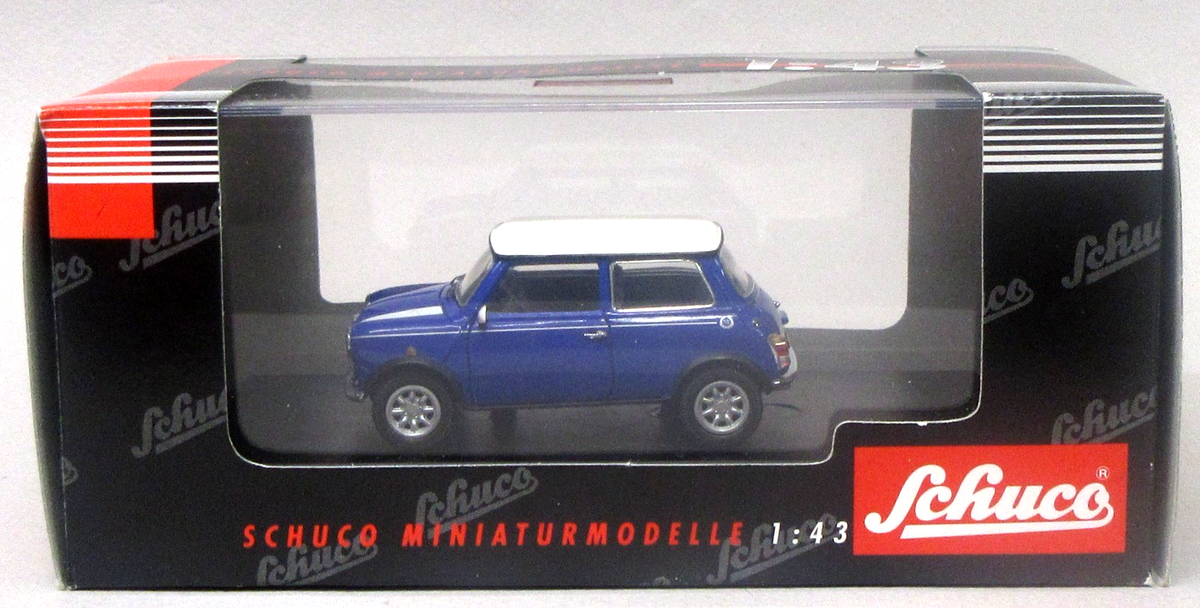Schuco 1 43 Mini Cooper Blue With White Hood and White Bonnet