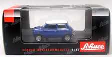 Schuco #02443 MINI COOPER blue w/white roof 1/43 diecast MIB sp1