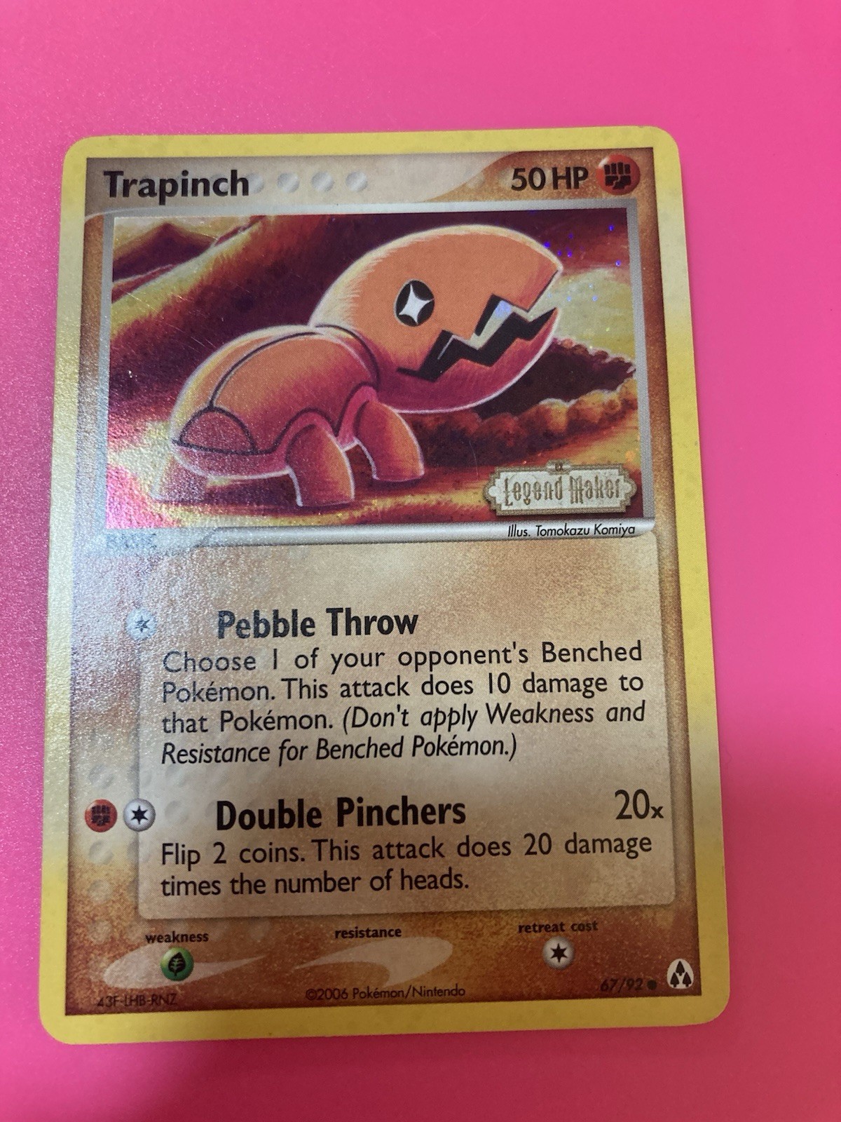 Pokemon TCG  Legend Maker 2006 Trapinch 67/92 Reverse Stamped Holo Near Mint