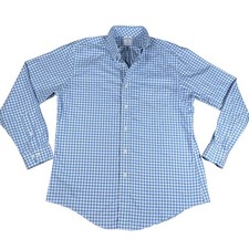 Brooks Brothers Regent The Original Polo Shirt L Non-Iron Blue Gingham Cotton