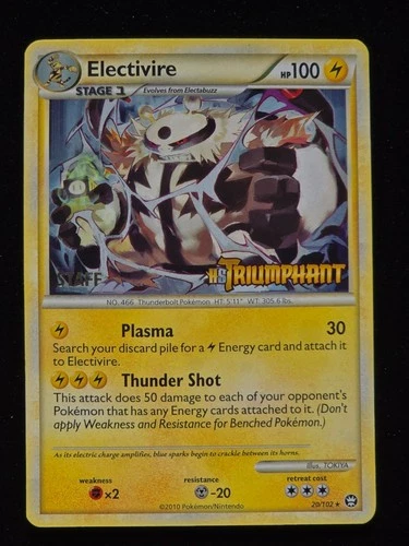 Electivire 20/102 HS Triumphant 2010 Prerelease STAFF Promo Holo 100 HP - product listing photo