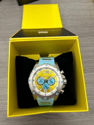 Brand New Invicta Men s Watch 50mm Stainless Steel | Turquoise Blue Strap & Gold
