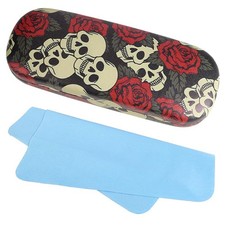 Cute Eyeglass Case for Women Men Girls Kids;Hard Shell Sunglasses Skull Rose