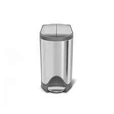 simplehuman Stainless Steel Butterfly Step Can Gray 10L Bathroom Trash Lid