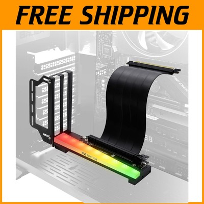 RGB Synchronizable Vertical GPU Mount with Riser Cable - Compact Black Design