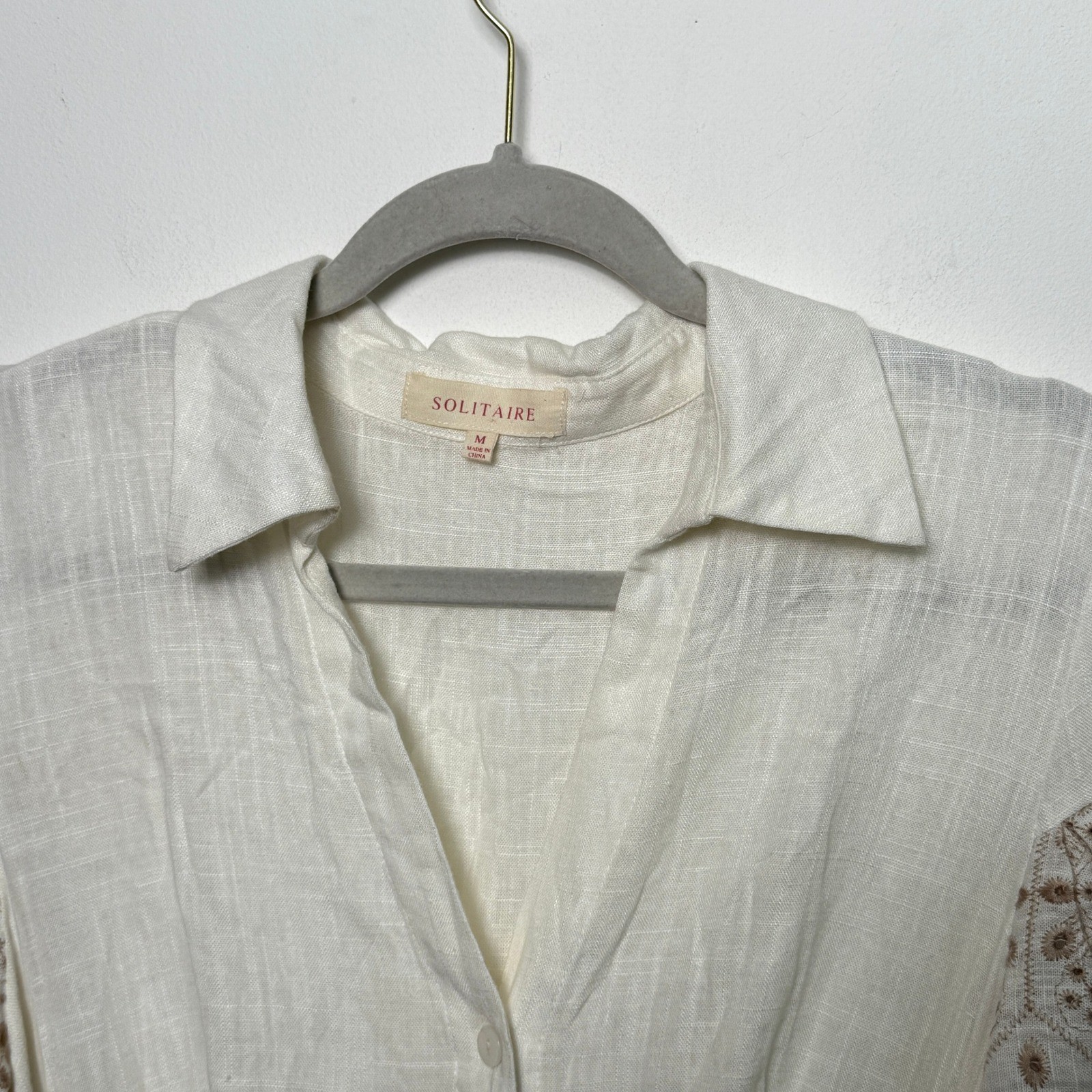 SOLITAIRE White Linen Blend Button Front Dress Em… - image 2