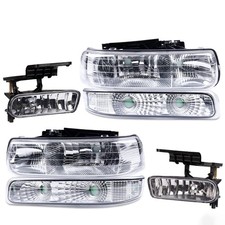 Chrome Corner Headlights Bumper Fog Lights for 99-02 Silverado 00-06 Sub/Tahoe
