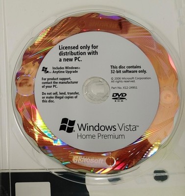 Microsoft Windows Vista Home Premium OEM 32-bit Software Disc   Genuine with COA