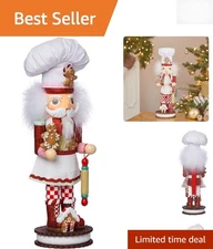 Classic 15-Inch Gingerbread Chef Nutcracker - Perfect Christmas Décor for Kids