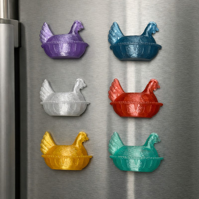 Set 6 Hen On Nest Fridge Magnets HON 3D Printed Kitchen Farmhouse Translucent