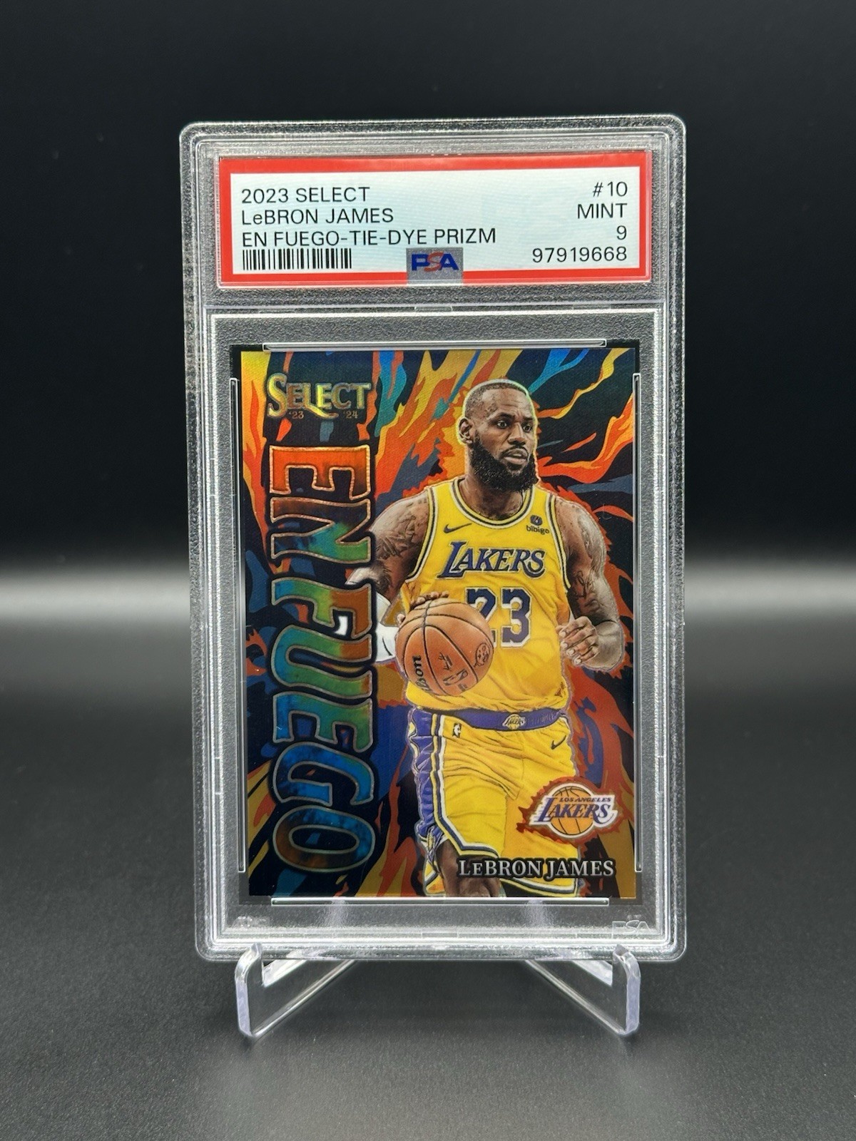 2023-24 Panini Select en Fuego LeBron James Tie-Dye Prizm /25 Jersey # 1/1 MINT