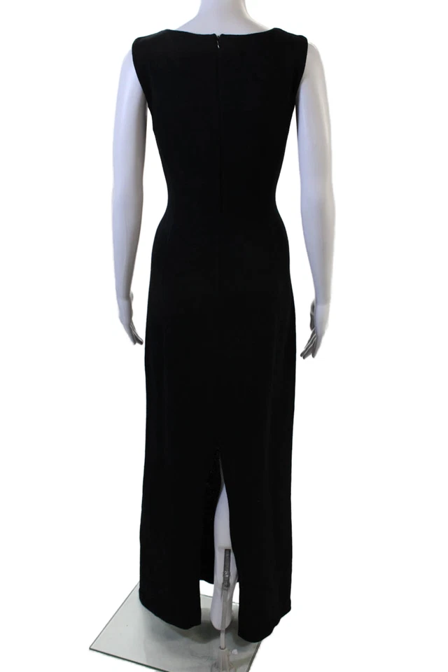 Maxi Vestido Vaina St John Mujer Negro Mezcla Viscosa Sin Mangas Gancho y Ojo Talla 8 Foto 3 de 4