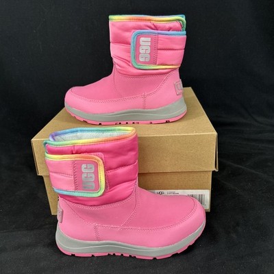 UGG Kids' K Toty Weather Pink Boots, Size 12, 3M Thinsulate